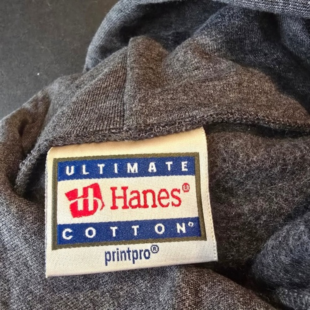 Hanes Ultimate Cotton PrintPro Hoodie Mens XL Vintage 90s Pullover Fleece - Picture 4 of 9